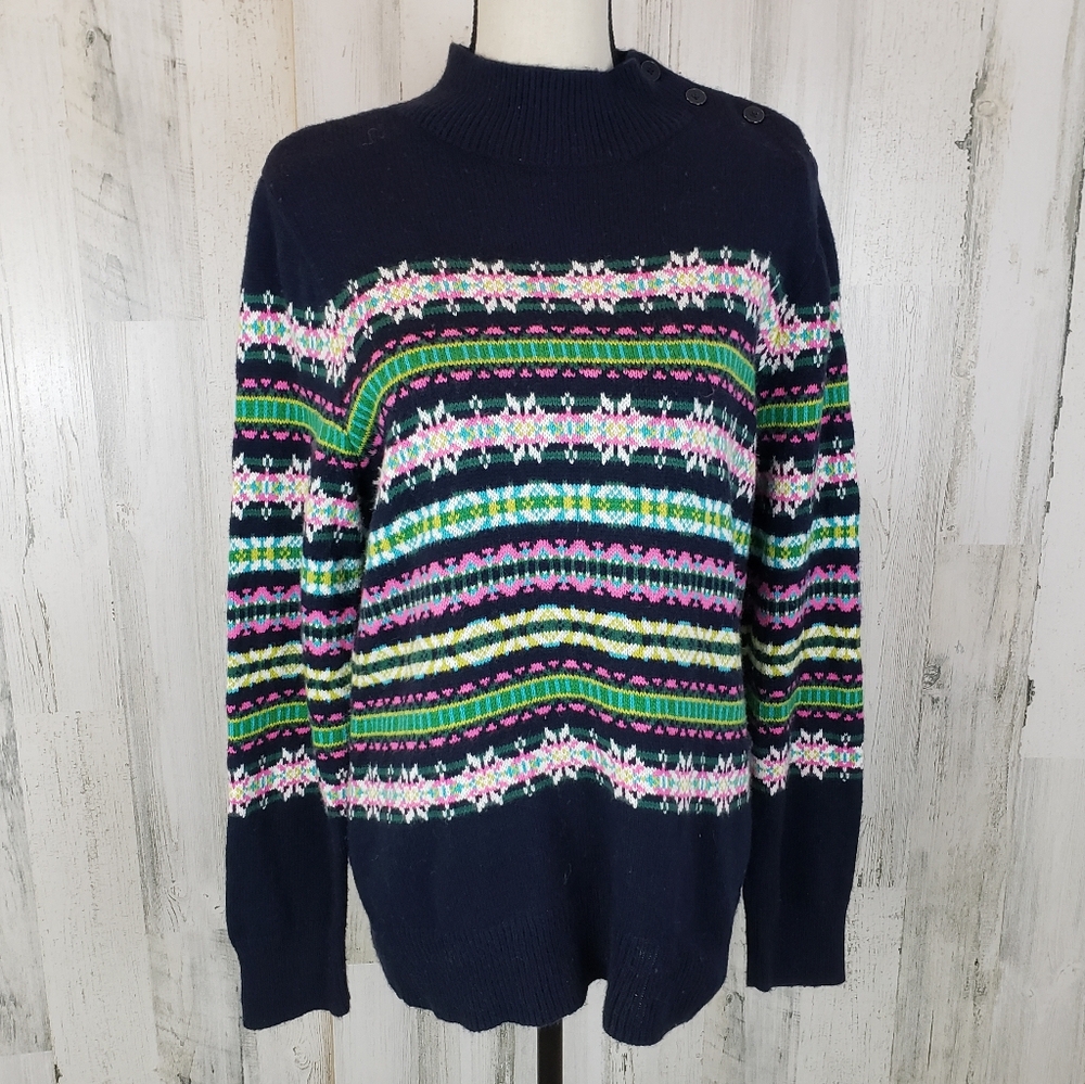 Talbots Fair Isle Wool Blend Sweater Size Large